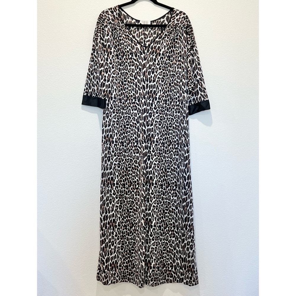 Vanity Fair 1960s Animal Print Dress 60s Lingerie Loungewear M/L